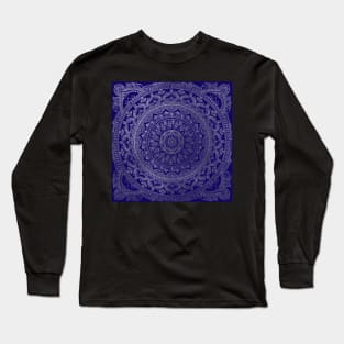 Mandala Royal - Blue and Silver Long Sleeve T-Shirt